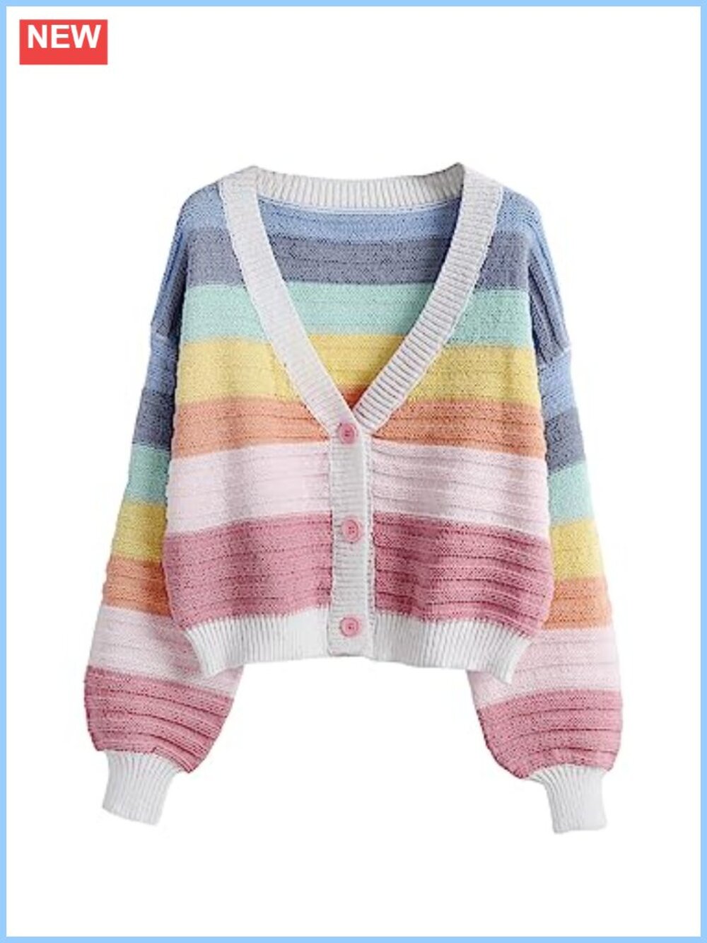SweatyRocks Women's Color Block V Neck Button Front Knit Cardigan Sweater